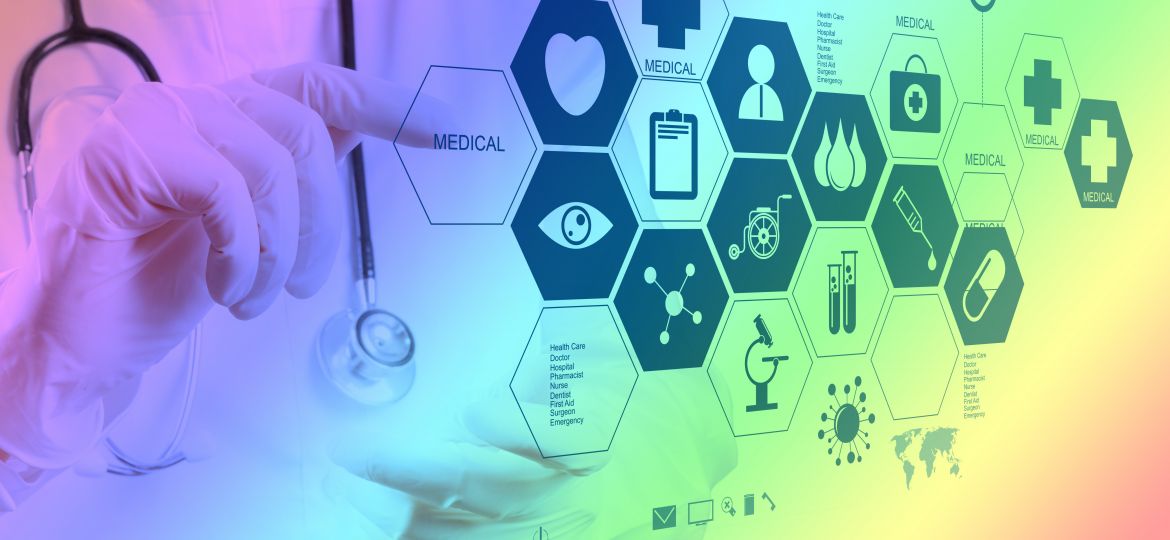 Medicine doctor hand working with modern computer interface